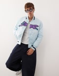 [ICECREAM] ICECREAM running dog satin varsity jacket in light blue Chest 44-47 Light blue