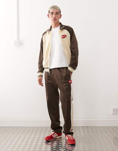 ICECREAM running dog set zip through track jacket & trackies set in beige and brown - view 1