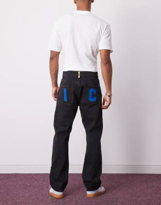Icecream Mens Running Dog Straight-leg Denim Jeans Black In Black