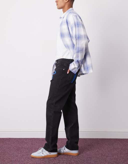 ICECREAM running dog straight leg denim jeans in washed black