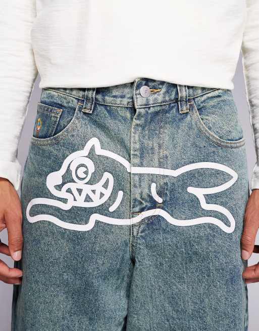 ICECREAM running dog triple scoop baggy jeans in vintage wash blue