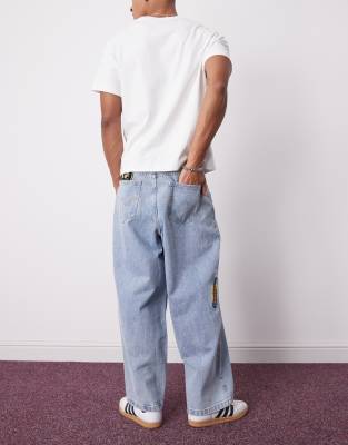 Icecream Running Dog Triple Scoop Patch Baggy Jeans In Blue