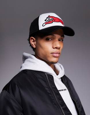 Icecream Running Dog Trucker Baseball Cap In Black
