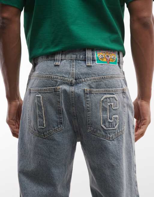 ICECREAM scoop denim jeans with running dog applique in mid wash blue, 5 of 5