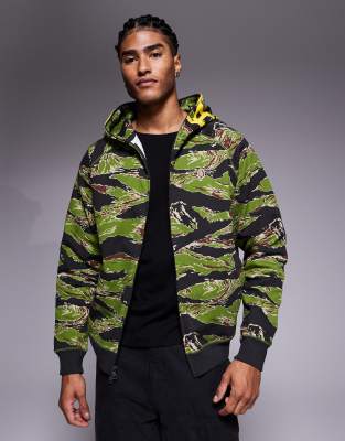 Icecream Smile Tiger Stripe Camo Full Zip Through Hoodie-multi