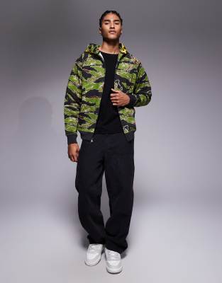 Icecream Smile Tiger Stripe Camo Full Zip Through Hoodie-multi In Multi