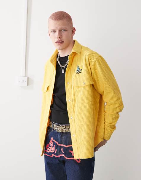 ICECREAM soft waffle knit corduroy shirt in yellow - view 1