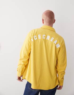 Icecream Soft Waffle Knit Corduroy Shirt In Yellow