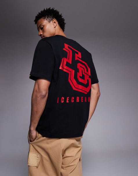 ICECREAM - Sort kraftig T-shirt med logoprint på ryggen - view 1