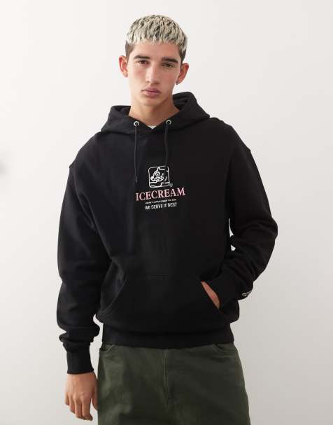 ICECREAM - Sort pullover-hættetrøje med 'we serve it best'-print - view 1