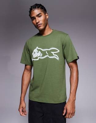 ICECREAM ICECREAM spray paint running dog t-shirt in khaki green