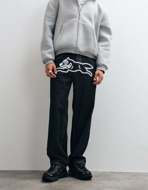 ICECREAM  straight leg double scoop ripstop detail denim jeans in black, 4 of 5