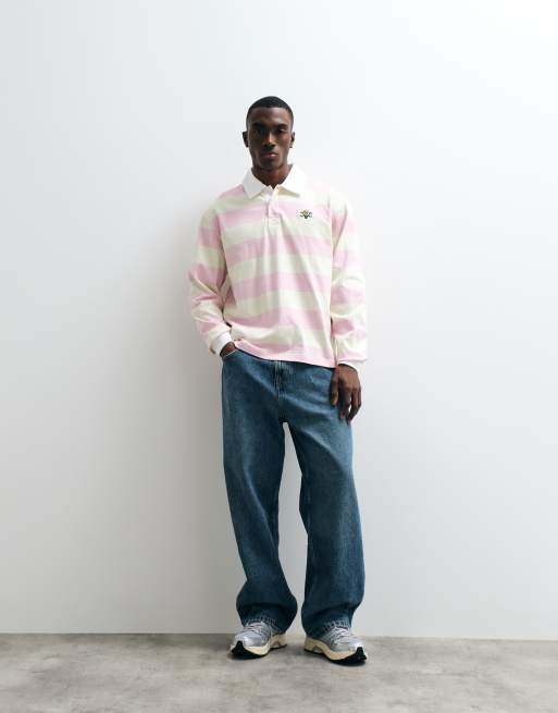 ICECREAM striped long sleeve polo neck t-shirt in pink, 3 of 5