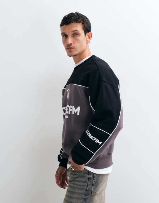 ICECREAM - Sudadera deportiva gris con paneles y logo, 3 de 5