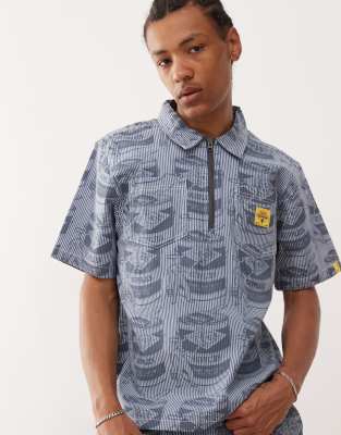 ICECREAM ICECREAM supplies work all over printed shirt co-ord in blue