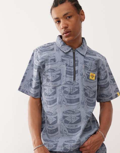 ICECREAM supplies work all over printed shirt co-ord in blue - view 1
