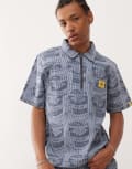[ICECREAM] ICECREAM supplies work all over printed shirt in blue (part of a set) Chest 28-31 Blue monogram