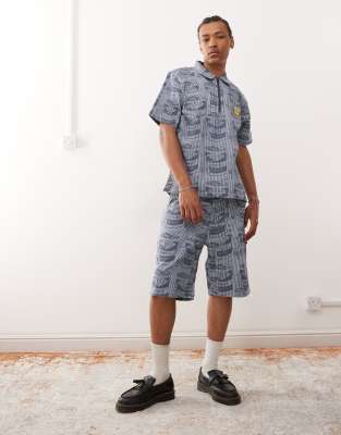 Supplies Work - Gemusterte Shorts in Blau, Kombiteil Blau W36