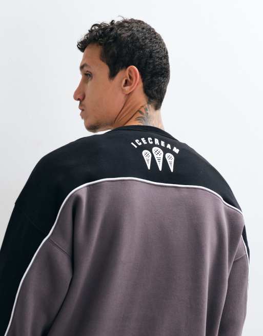 ICECREAM sweatshirt med paneler og logo i grå, 5 af 5