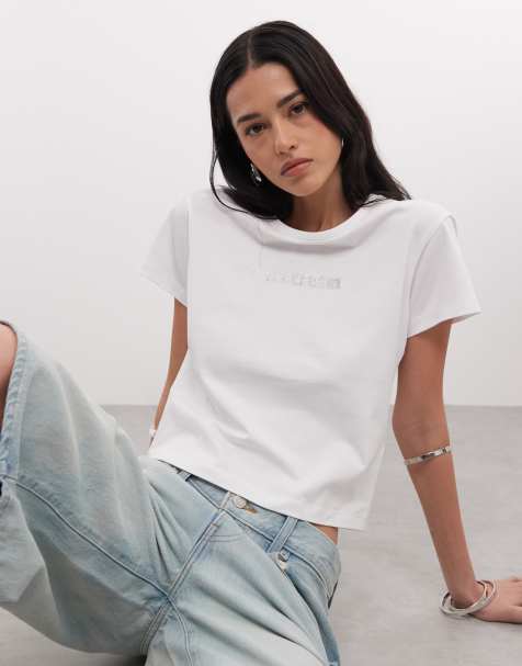 ICECREAM - T-shirt effet rétréci en tissu doux avec logo à strass - Blanc - view 1