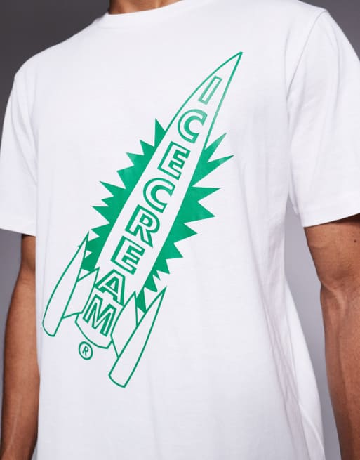 ICECREAM – T-Shirt in Weiß mit Raketen-Grafik, 5 von 5