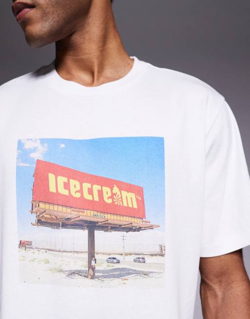 ICECREAM - T-shirt met billboard-print in wit, 5 van 5