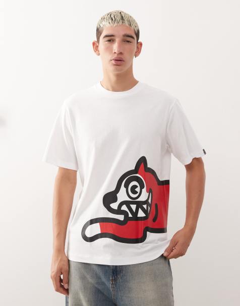 ICECREAM - T-shirt met groot logo van rennende hond in wit - view 1