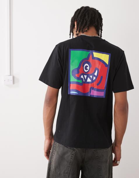 Icecream - T-shirt met korte mouwen en pop art print van rennende hond in zwart - view 1