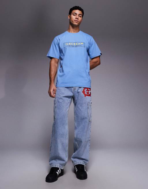 ICECREAM - T-shirt met 'Nice to see you'-logo in lichtblauw, 2 van 5