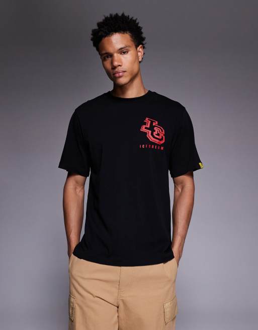 ICECREAM - T-shirt pesante nera con stampa di logo sul retro, 3 di 5