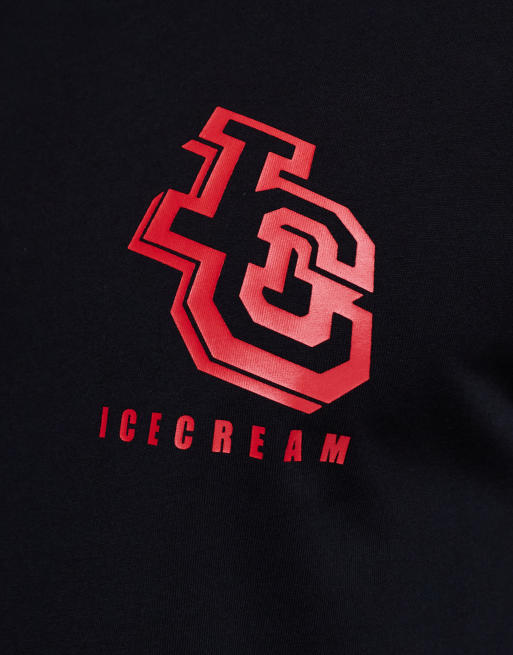 ICECREAM - T-shirt pesante nera con stampa di logo sul retro, 5 di 5