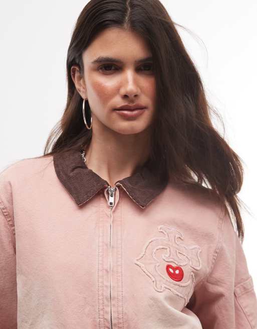 ICECREAM - Team - Cropped jack in workwear-stijl in roze, 3 van 4