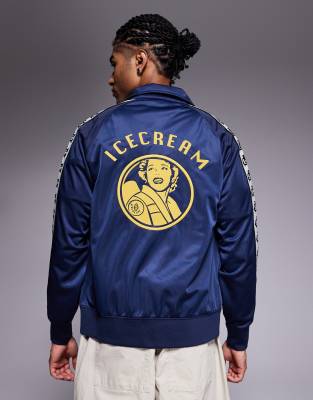 ICECREAM ICECREAM team IC track jacket in navy with side stripe