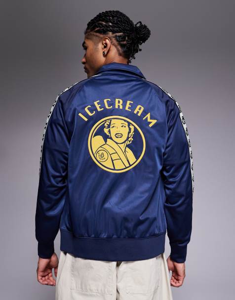ICECREAM team IC track jacket in navy with side stripe - view 1