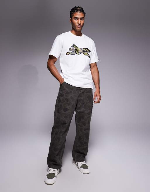 ICECREAM tiger stripe camo running dog t-shirt in white, 2 of 5