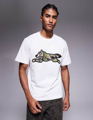 Icecream Tiger Striped Camo Running Dog T-shirt In White