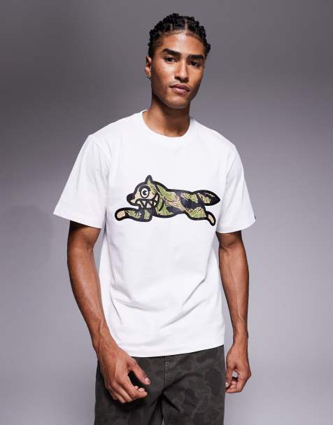 ICECREAM tiger striped camo running dog t-shirt in white - view 1