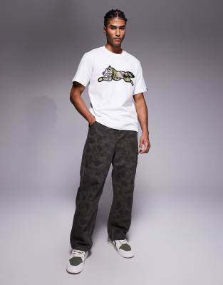 Icecream Tiger Striped Camo Running Dog T-shirt In White