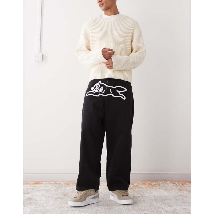 Icecream triple scoop running dog loose fit denim jeans in black