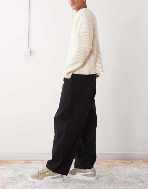 Icecream triple scoop running dog loose fit denim jeans in black