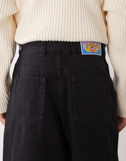 Icecream triple scoop running dog loose fit denim jeans in black