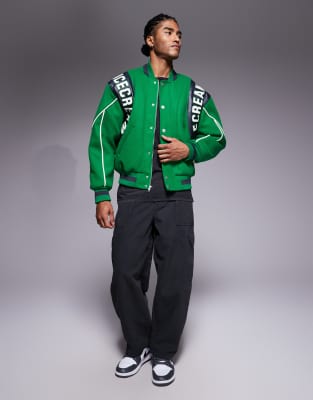 Icecream Varsity Bomber Jacket In Green