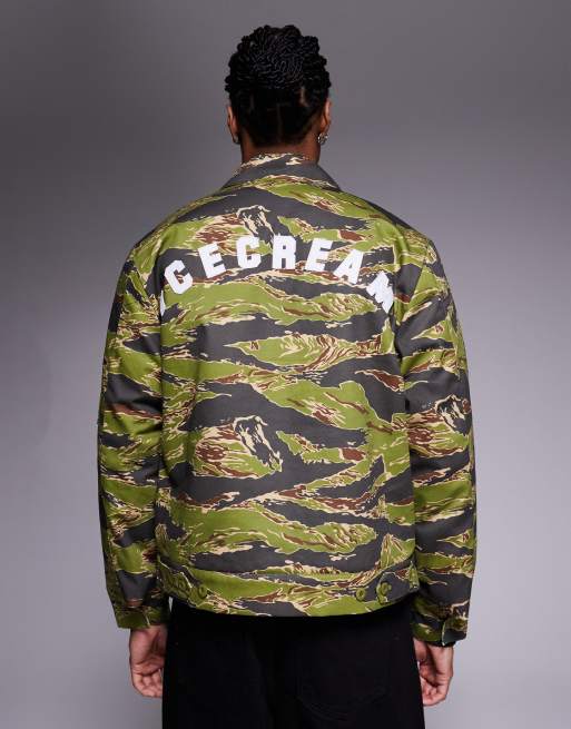 ICECREAM - Veste camionneur à motif camouflage tigré - Vert et marron, 3 de 5