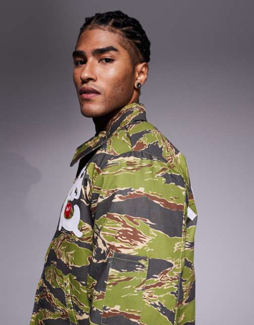 ICECREAM - Veste camionneur à motif camouflage tigré - Vert et marron, 4 de 5