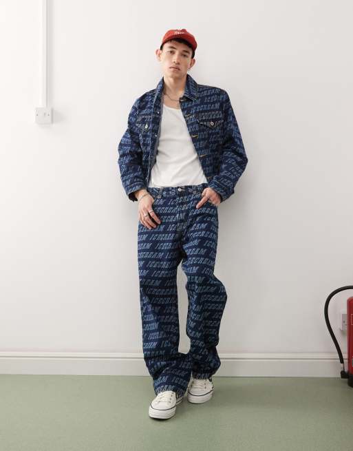 ICECREAM - Veste camionneur d'ensemble en jean à monogramme - Bleu moyen délavé  , 2 de 4