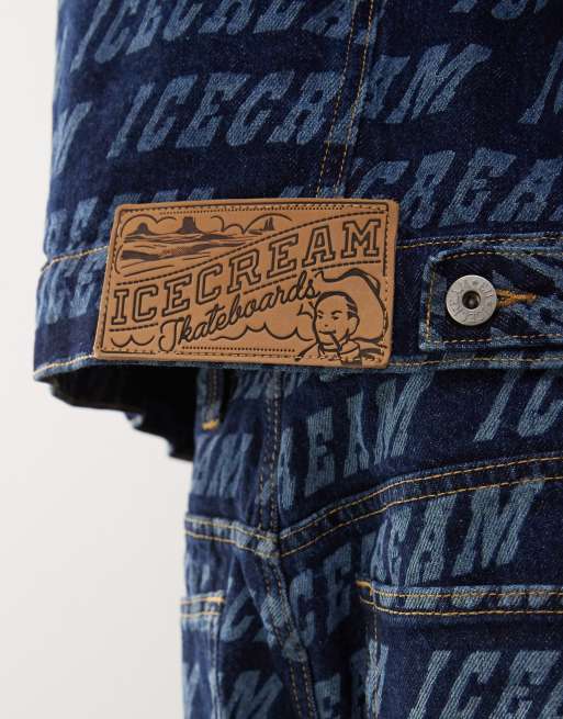 ICECREAM - Veste camionneur d'ensemble en jean à monogramme - Bleu moyen délavé  , 3 de 4