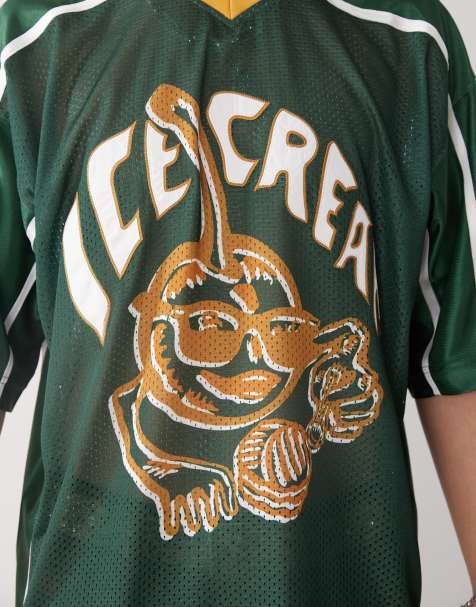 ICECREAM - Voetbalshirt met kersapplicatie in groen - view 1