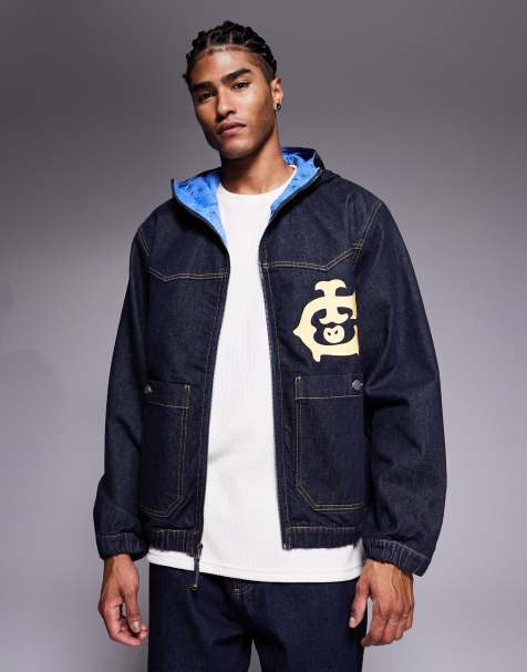 ICECREAM western paneled hooded worker jacket in indigo blue - view 1