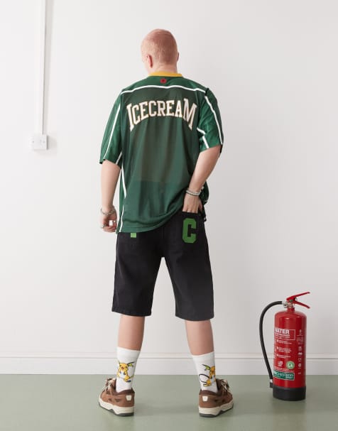 ICECREAM cherry applique football jersey in green