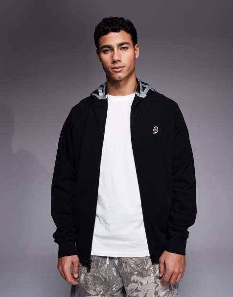 ICECREAM zip through hoodie with logo print on hood in black - view 1